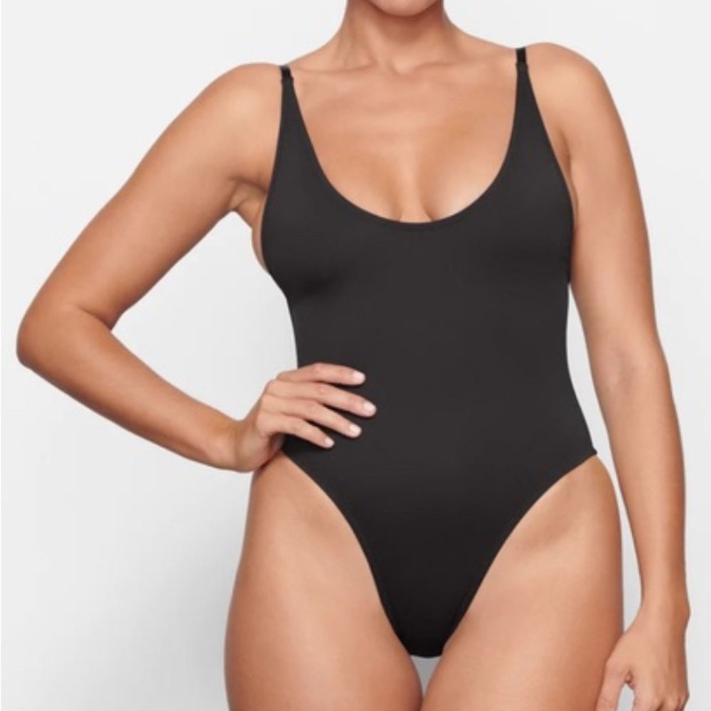 SKIMS Black scoop neck Swimwear one piece